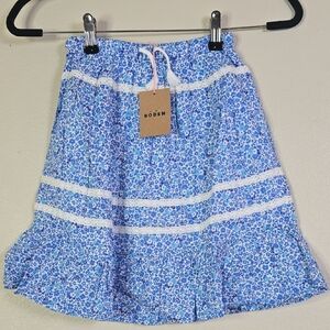 Mini Boden Blue and White Tiered  Bubble Skirt Size 5-6 Years Old NwT.